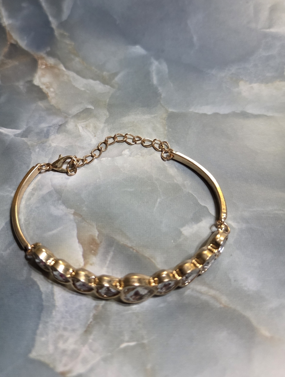 Gold Crystal Accent Women's Bracelet - Elegant Gold Tone Jewelry